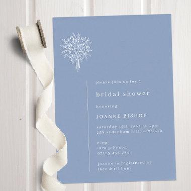 Minimalist Floral Line Art Blue