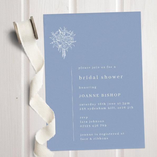 Minimalist Floral Line Art Blue