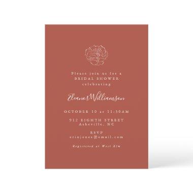 Minimalist Floral Terracotta Drawing Boho Shower