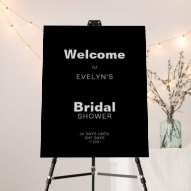 Minimalist Formal Black Bridal Shower Welcome Foam Board