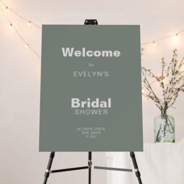Minimalist Formal Green Bridal Shower Welcome Foam Board