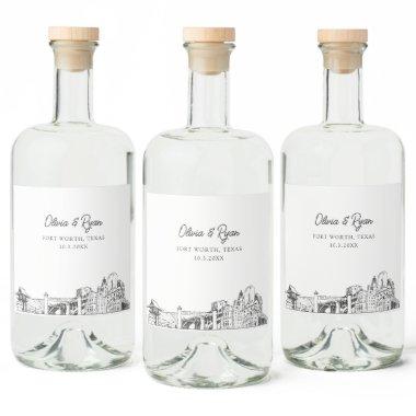 Minimalist Fort Worth Wedding Custom Liquor Bottle Label