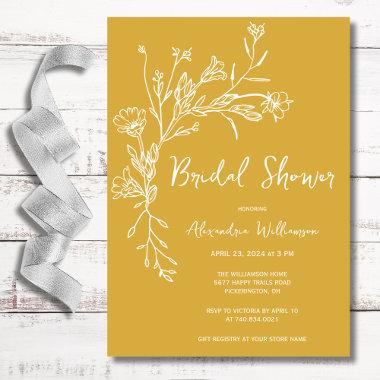 Minimalist Gathered Wildflowers Bridal Shower Invitations