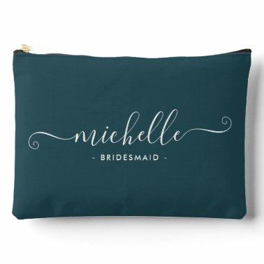 Minimalist Gemstone Green Personalized Bridesmaid Accessory Pouch
