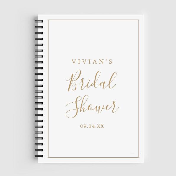 Minimalist Gold Bridal Shower Gift List Notebook
