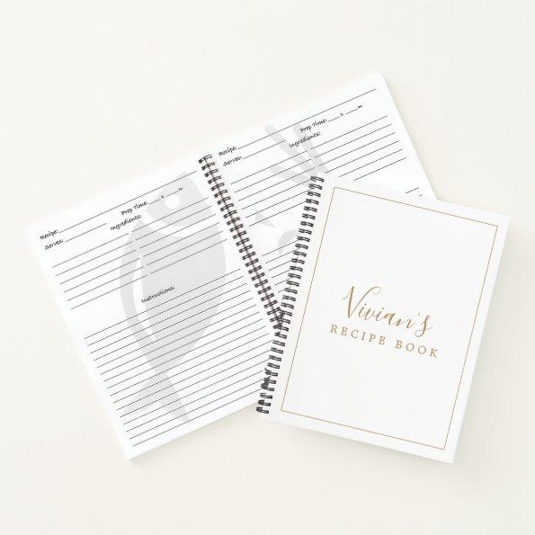 Minimalist Gold Bridal Shower Recipe Notebook