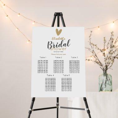 Minimalist Gold Bridal Shower Seating Chart Foam B Foam Board