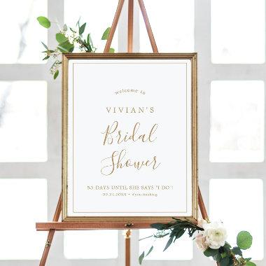 Minimalist Gold Bridal Shower Welcome Poster