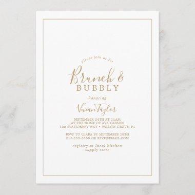 Minimalist Gold Brunch and Bubbly Bridal Shower Invitations