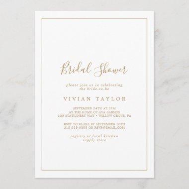 Minimalist Gold Calligraphy Bridal Shower Invitations