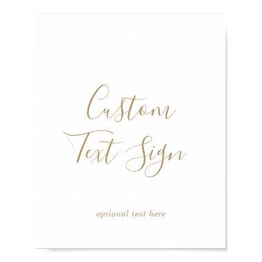 Minimalist Gold Invitations & Gifts Custom Text Sign