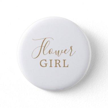 Minimalist Gold Flower Girl Bridal Shower Button
