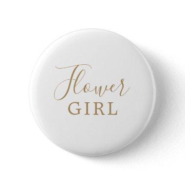 Minimalist Gold Flower Girl Bridal Shower Button