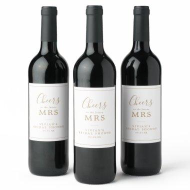 Minimalist Gold Future Mrs. Bridal Shower Wine Label