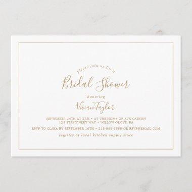 Minimalist Gold Horizontal Bridal Shower Invitations