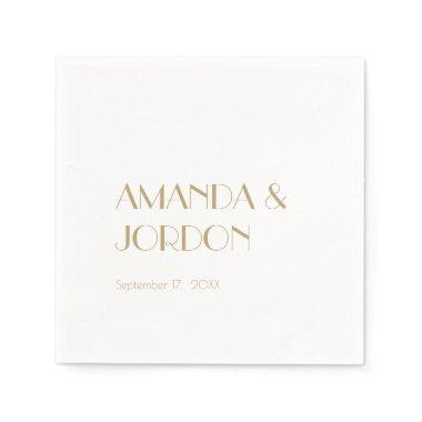 Minimalist Gold Modern Art Deco Wedding Cocktail Napkins