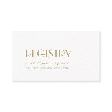 Minimalist Gold Modern Art Deco Wedding Registry Enclosure