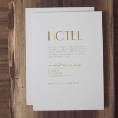 Minimalist Gold Modern Deco Wedding Accommodation Enclosure Invitations