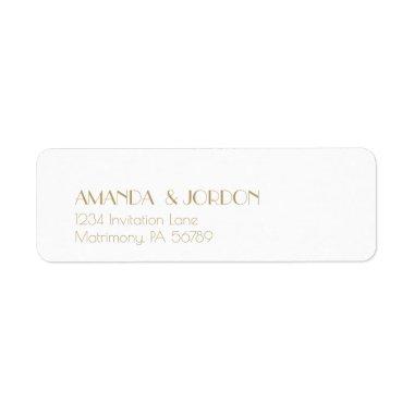 Minimalist Gold Modern Deco Wedding Return Address Label