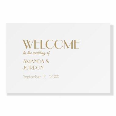 Minimalist Gold Modern Deco Wedding Welcome Sign