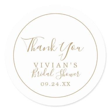 Minimalist Gold Thank You Bridal Shower Favor Classic Round Sticker
