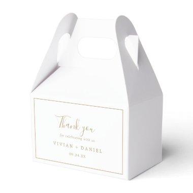 Minimalist Gold Thank You For Celebrating Wedding Favor Boxes