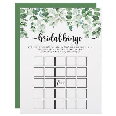 Minimalist Green Eucalyptus Bridal Bingo Game