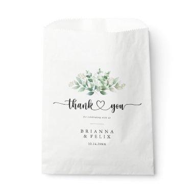 Minimalist Green Eucalyptus Thank You Wedding Favor Bag