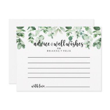 Minimalist Green Eucalyptus Wedding Advice Card