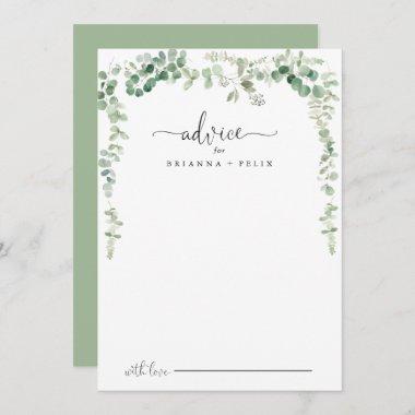 Minimalist Green Eucalyptus Wedding Advice Card