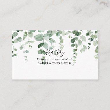 Minimalist Green Eucalyptus Wedding Gift Registry Enclosure Invitations