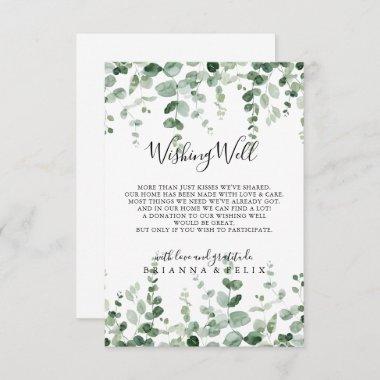 Minimalist Green Eucalyptus Wedding Wishing Well Enclosure Invitations
