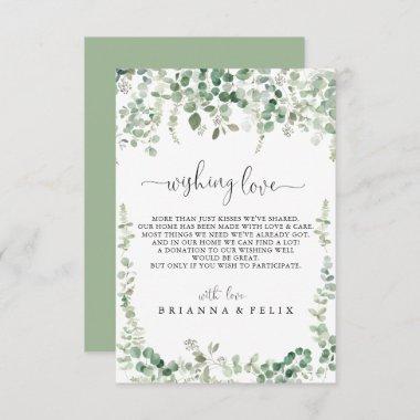 Minimalist Green Eucalyptus Wedding Wishing Well Enclosure Invitations