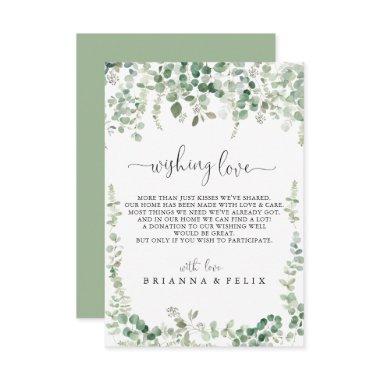 Minimalist Green Eucalyptus Wedding Wishing Well Enclosure Invitations