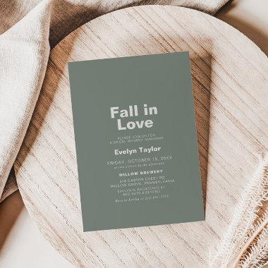 Minimalist Green Fall in Love Bridal shower Invitations