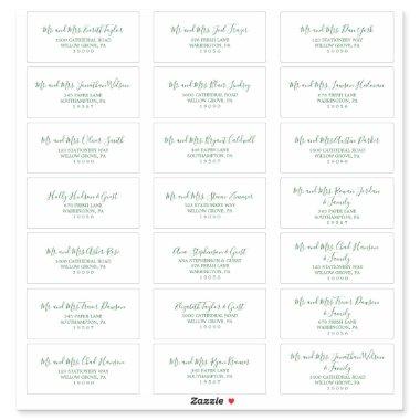 Minimalist Green Wedding Guest Address Labels