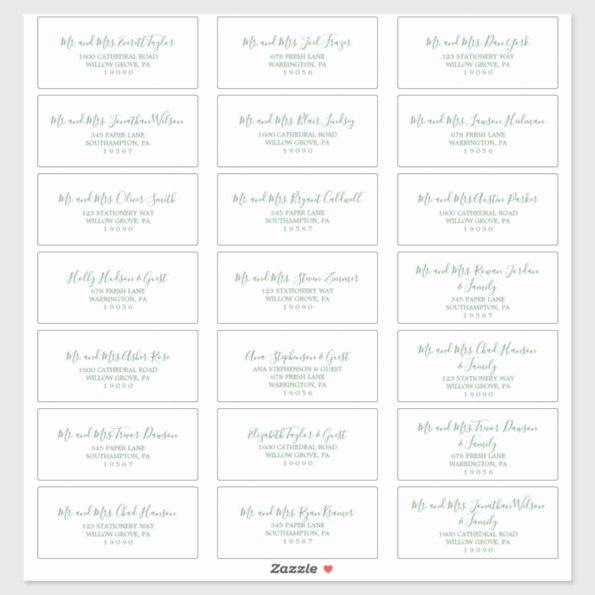 Minimalist Green Wedding Guest Address Labels
