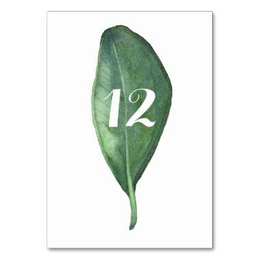 Minimalist Greenery Foliage Green Leaf Table Numbe Table Number