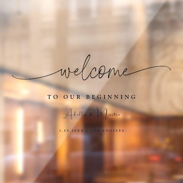Minimalist Greenery Rustic Wedding Welcome Sign