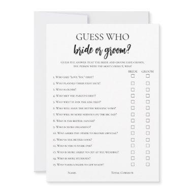 Minimalist Guess Who Bride or Groom Game