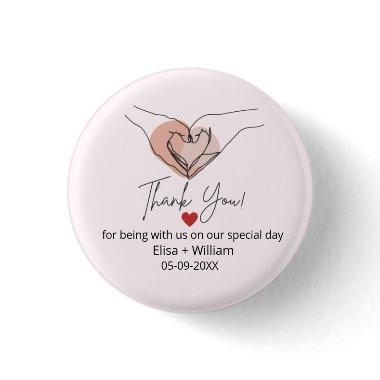 Minimalist Hand Heart Gesture Wedding Guest Gift B Button