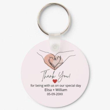 Minimalist Hand Heart Gesture Wedding Guest Gift  Keychain