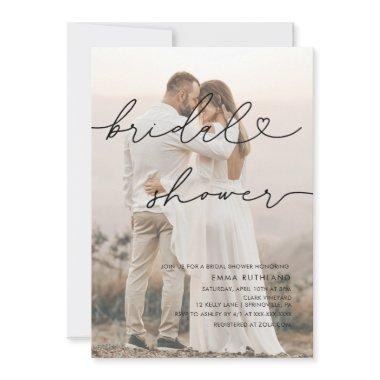 Minimalist Handwritten Heart Bridal Shower Invitations