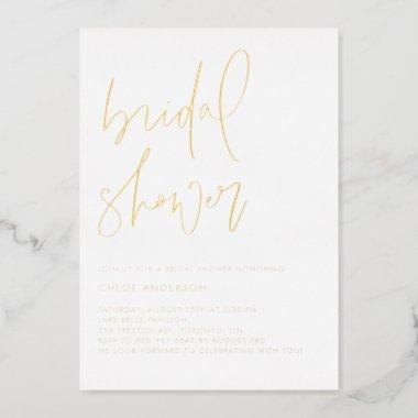 Minimalist Handwritten Script Bridal Shower Foil Invitations