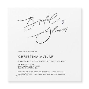 Minimalist Handwritten Script Bridal Shower Magnetic Invitations