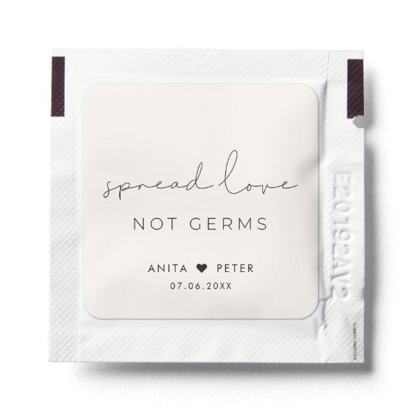 Minimalist handwritten Spread love not germs Hand Sanitizer Packet