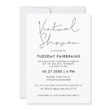 Minimalist handwritten Virtual baby shower Invitations