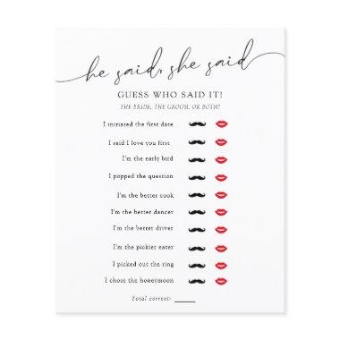 Minimalist He Said, She Said  Game