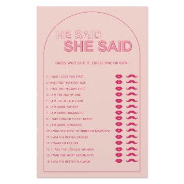 Minimalist he said she said  game flyer