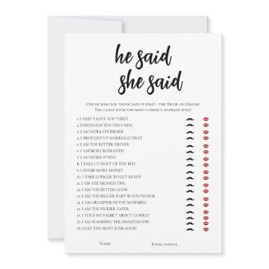 Minimalist He Said, She Said  Game